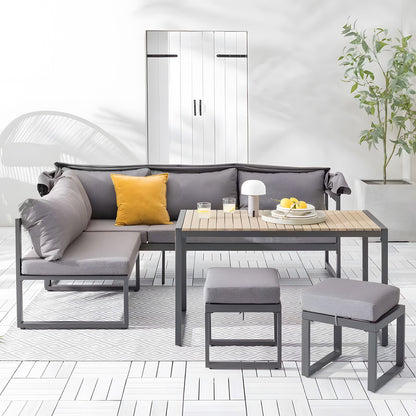5-Piece Outdoor Sofa Set with Canopy and Cushions