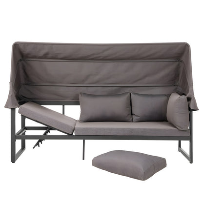 5-Piece Outdoor Sofa Set with Canopy and Cushions