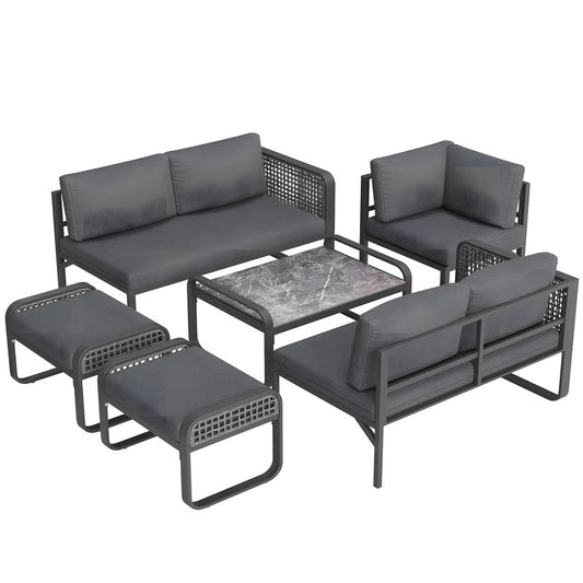 6-Piece Outdoor Sofa Set with Cushions