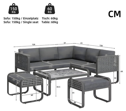 6-Piece Outdoor Sofa Set with Cushions