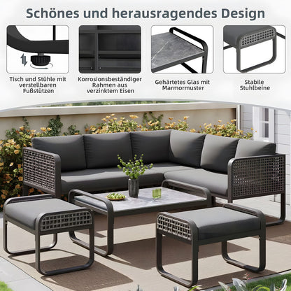 6-Piece Outdoor Sofa Set with Cushions
